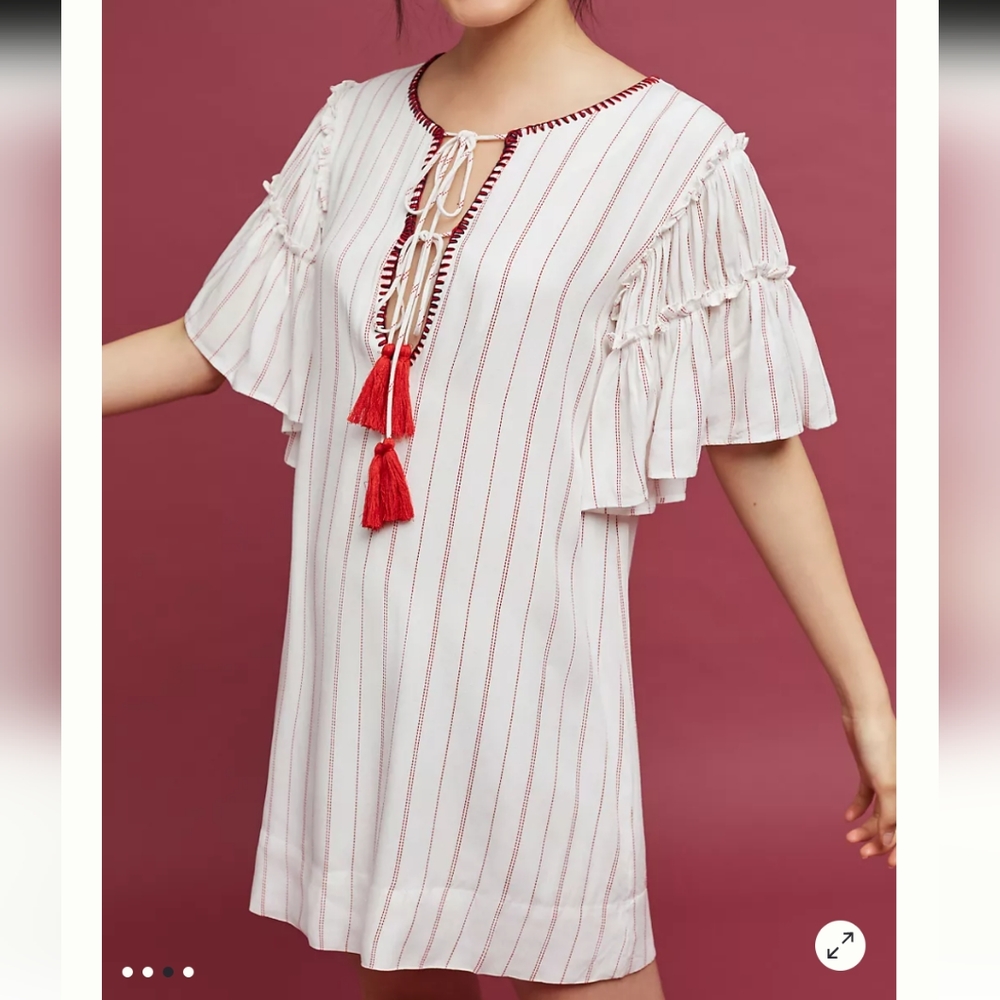 Anthropologie Moon River Ira tasseled mini dress